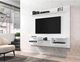 Manhattan Comfort Plaza Floating Entertainment Center for Living Room, Wall Mounted TV Stand with Display Shelves, Wire Management & Mounting Hardware, Fits up to 50" Screens, White Manhattan Comfort