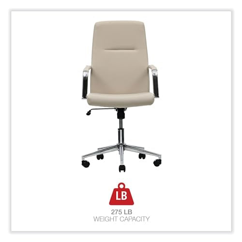 Workspace by Alera Leather Task Chair, Supports Up to 275 lb, 18.19" to 21.93" Seat Height, White Seat, White Back Alera
