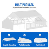 20x32ft Party Tent Heavy Duty Wedding Tent Outdoor Canopy Event Shelters Galvanized Canopy Commercial Tent with Removable Sidewall Windows for Outdoor Events Wedding Birthday Hipicute