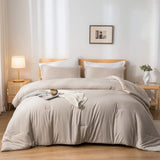 weigelia King Size Comforter Set 7 Pieces Oatmeal Comforter Set King Bed in a Bag Soft Fluffy Bedding Comforter with Sheets, Pillow Shams and Pillowcases for All Season weigelia