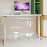 AnoYishev Height-Adjustable Study Office Desk, Sit to Stand Desks Workstation, Manual Crank Adjustable Computer Table for Kids Teens Adults, Multi Compact Design (White, 47 Inches) AnoYishev