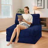 HABUTWAY Folding Sofa Bed, Convertible Sleeper Chair Bed w/Dual-Pillow & Handle, Foldable Floor Sofa Lounge w/Back Support for Living Room, Bedroom, Apartment, Office, Single, Navy Blue HABUTWAY