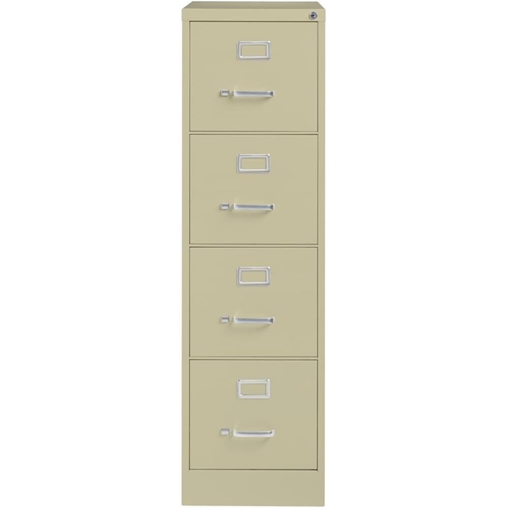 Pemberly Row 4 Drawers 52" Vertical Beige Metal Filing Cabinet Lockable Pre-Assembled Stationary Letter Size for Home, Office Pemberly Row