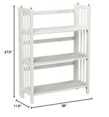 Casual Home 3-Shelf Folding Stackable Bookcase (27.5" Wide)-White Casual Home