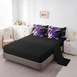 jejeloiu Abstract Art Comforter Set with Sheets Kids King Size 7 Pieces Modern Geometric Bedding Set for Boys Girls Teens White Black Purple Bed in a Bag Room Decor jejeloiu