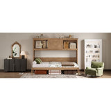 Harper & Bright Designs Twin Size Murphy Bed with Storage Drawer, Open Cabinets and Charging Station, Wood Color Harper & Bright Designs