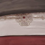 Madison Park Essentials Delaney 24-Piece Room In A Bag Comforter Set-Satin Jacquard, All Season Luxury Bedding, Sheets, decorative pillows and Curtains, Valance, King(104"x92"), Medallion Red Madison Park