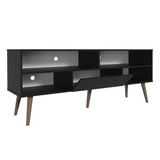 Madesa Modern TV Stand with 1 Door and 4 Shelves with Cable Management for 55, 65 Inch Media Storage Media Console Living Room and Bedroom Entertainment Center Wooden Television Cabinet - Black Madesa