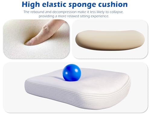 TRALT Ergonomic Office Chair - Desk Chair with Adjustable Headrest Lumbar Support Computer Chair - Mesh Comfy Chair with Flip-up Armrests - Gaming Chairs for Adults Home Office (Leather, White) TRALT