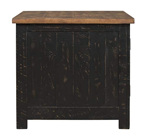 Signature Design by Ashley Valebeck Farmhouse Rectangular End Table with Storage, Distressed Brown & Black Finish - WoodArtSupply