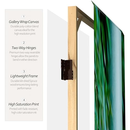 Red Lantern 6 ft. Tall Double Sided Bamboo Tree Canvas Room Divider 4 Panel 4 Panel Freestanding Folding Privacy Screen, Partition, and Separator for Modern and Contemporary Bedroom, Home Office Red Lantern