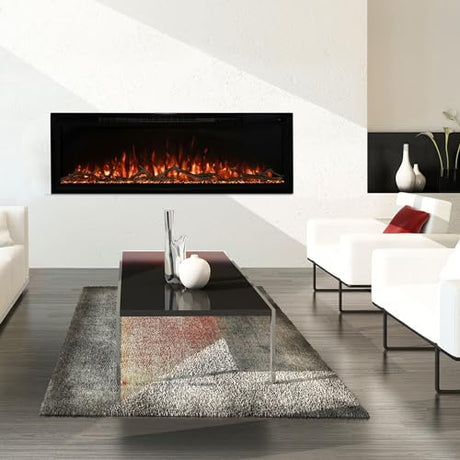 Modern Flames Spectrum Slimline 50 inch Wall Mount Built in Electric Fireplace Insert | Fully Recessed 4'' Wall | SPS-50B Modern Flames