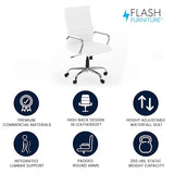 Flash Furniture Whitney High-Back Swivel LeatherSoft Desk Chair with Padded Seat and Armrests, Adjustable Height Padded Office Chair, White/Chrome Flash Furniture