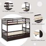 HOMGX Twin Over Twin Bunk Bed with Trundle, Wooden Removable Shelf Bunk Bed w/Ladder & Full Length Guardrail, Space-Saving Convertible Bunk Beds for Homes & Dorms (Espresso) WoodArtSupply