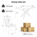 HAIZAO 5 Pieces Modern Luxury Glass Dining Set, Minimalist Rectangle Dinner Room Set for 4, 47'' Black Glass Top Kitchen Table Set with Black Tufted Chairs, for Small Apartment Home HAIZAO