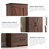 JXQTLINGMU 72" Tall Farmhouse Kitchen Pantry with Adjustable Shelves, Large Wood Storage Cabinet with Drawer & 2 Barn Doors, Versatile Storage for JXQTLINGMU