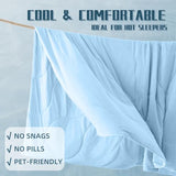 DOWNCOOL Cooling Comforter Queen Size, Blue Cooling Blanket for Hot Sleeper, Lightweight & Breathable Blanket for Night Sweats,Dual-Side Cooling Summer Bedding,90"X90" DOWNCOOL