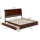 AFI, Andorra King Platform Bed with Panel Footboard & Twin XL Trundle, Walnut AFI