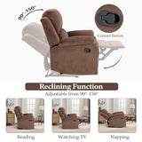 EBELLO Classic Manual Recliner Chair, Soft Microfiber Recliner Sofa with Overstuffed Arms and Back Single Reclining Couch for Living Room, Bedroom, Brown