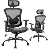 Marsail Ergonomic Mesh Office Chair: Mesh Desk Chair with Adjustable Lumbar Support, 2D Headrest & Up and Down Armrest, Ergonomic Gaming Chair for Home Office, Black Marsail