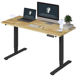 FlexiSpot E6 Solid Wood 3-Stage Dual Motor 55 x 24 Electric Standing Desk, Holds 220 lbs, Adjustable Height w/ Memory Presets, Butcher Block Rubberwood Desktop & Black Frame, Ships in 2 Boxes FLEXISPOT
