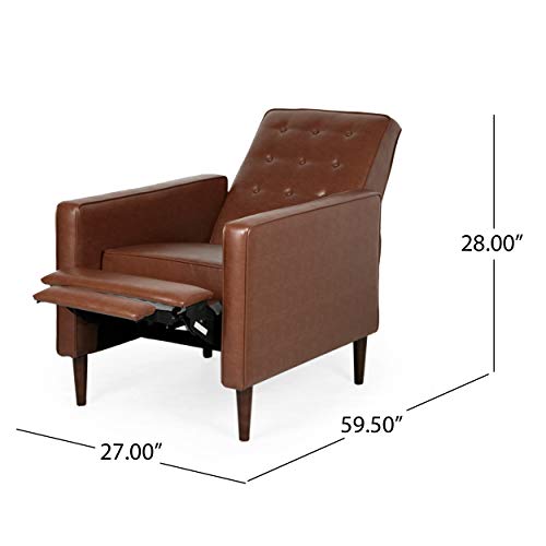 Christopher Knight Home Randolph Mid-Century Modern Button Tufted Recliner, Cognac Brown and Dark Espresso Christopher Knight Home