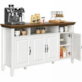 Amada Buffet Cabinet with Storage, 55" Large Sideboard Storage Cabinet with Adjustable Shelves, 4 Doors, Modern Farmhouse Coffee Bar Cabinet AMADA HOMEFURNISHING