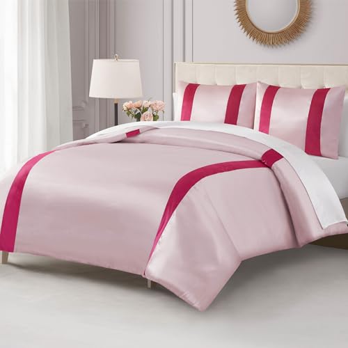 Juicy Couture Velvet Stripe on Satin Pink Twin/Twin XL Comforter Set - 2 Piece Luxury Bedding Ensemble Juicy Couture