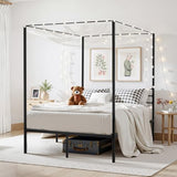VEVOR Canopy Bed Frame Full Size, Metal Canopy Bed with Four Posters Design, Heavy Duty Steel Slats Support, Underbed Storage Space, No Box Spring Needed, Easy Assembly, Black