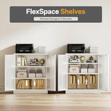 TaskStorz Metal Garage Storage Cabinets，36" Steel File Cabinet with 2 Adjustable Shelves, Lockable Storage Cabinets for Office, Home, Garage, Warehouse 36" H x 32" W x 16" D (White) TaskStorz