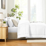CozyLux Queen Comforter Set White, 7 Pieces Bed in a Bag, White Comforter Queen Size, All Season Bedding Sets with Stitch Quilted Comforter, Flat Sheet, Fitted Sheet, Pillowcases CozyLux