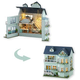 TuKIIE DIY Miniature Dollhouse Kit with Furniture, 1:32 Scale Creative Room Opened & Closed Mini Wooden Doll House for Kids Teens Adults(Warm House)
