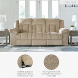 Signature Design by Ashley Tip-Off Classic Wall Hugger Power Reclining Sofa with Adjustable Headrest and USB Ports, Light Brown Signature Design by Ashley