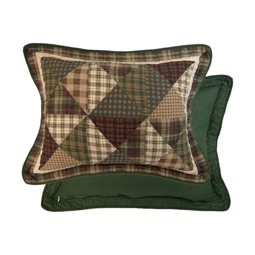 Donna Sharp Pine Star Pieced Embroidered Cotton Quilted Bedding Set - 3-Piece King Size Quilt Set - Includes 1 Quilt and 2 Pillow Shams - Machine Washable - Perfect for Rustic Decor Donna Sharp