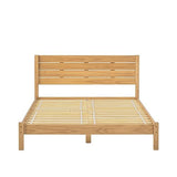 Walker Edison Ayla Boho Slatted Headboard Queen Bedframe, Queen Size, Natural Pine Walker Edison