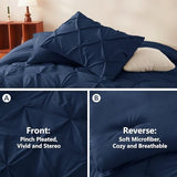 CozyLux Twin XL Comforter Set Navy Blue, 5 Pieces Twin Extra Long Pintuck Bed in A Bag for College Dorm, Pinch Pleat Bedding Set with Comforter, Sheets, Pillowcase & Sham CozyLux