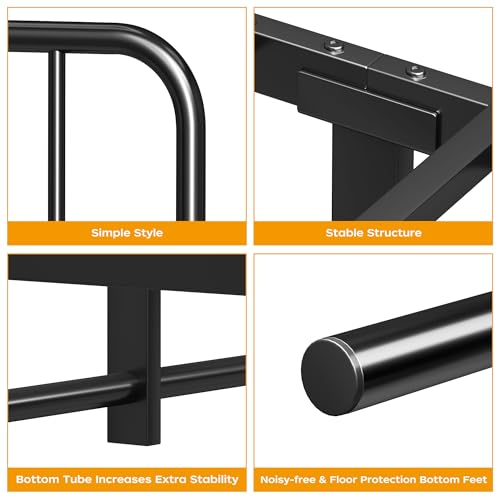 Homeiju Metal Bed Frame - Structurally Stable Heavy Duty Steel Slat Supported Full Bed Frames, No Box Spring Needed, Easy Assembly Homeiju