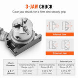 VEVOR Rotary Table for Milling Machines, 4''/ 100 mm, Horizontal Vertical Model Precision Milling Rotary Table, with 3.1''/80 mm 3-Jaw Chuck M10 T-Bolts Nuts, for Milling Engineering Indexing Tools VEVOR
