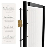 4 ft. Short Window Pane Shoji Screen - Black - 8 Panels Red Lantern