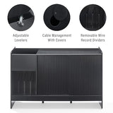 Crosley Furniture Arden Mid Century Record Storage Console Turntable Stand, Vinyl Storage Up to 315 Records, Black Crosley Furniture