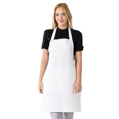 TOSHE Kitchen Apron Waterdrop Resistant Cotton Apron with adjustable Aprons for Women with Pockets 10 Color option Cooking White Apron(White)