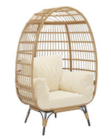 GAOMON Oversize Wicker Egg Chair with Plush Cushion, Rattan Egg Basket Lounge Chair Winter Egg-Shaped Chair w/Steel Frame and 4 Cushions for Patio, Porch, Beige GAOMON