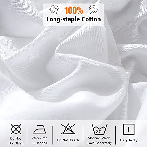 Lirex Fitted Twin Sheet Cotton, 300 Thread Count Soft Breathable, 8-10" Deep Pocket Sheet for Hotel Home,White Lirex