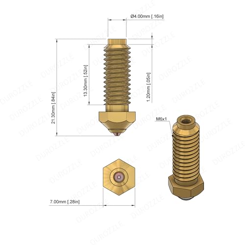 DUROZZLE Diamond PCD Nozzle 0.4mm for Anycubic Kobra 2 Series 3D Printers, Hardened High Precision (Kobra 2, 0.4mm) - WoodArtSupply