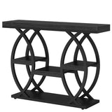 Tribesigns 39.4" Console Table, Industrial 4-Tier Sofa Table Entryway Table with Storage Shelves, Narrow Wood Accent Tables with Metal Frame for Small Spaces, Hallway, Foyer, Black Tribesigns