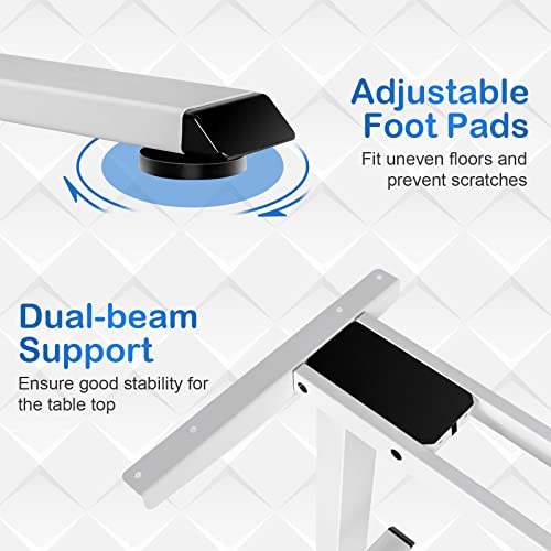 COSTWAY Electric Sit Stand Desk Frame, Dual-Motor Height-Adjustable Standing Desk Base w/ 3 Memory Positions & Touch Control Panel, Home Office Computer Desk Frame w/Hook & Cable Tray (White) COSTWAY