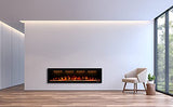 Masarflame Luxurious 60" Electric Fireplace, Wall Mounted&in Wall Recessed Fireplace Heater, Adjustable Flame Color & Top Light, Remote&Touch Control with Timer&Thermostat, Log & Crystal Set Masarflame