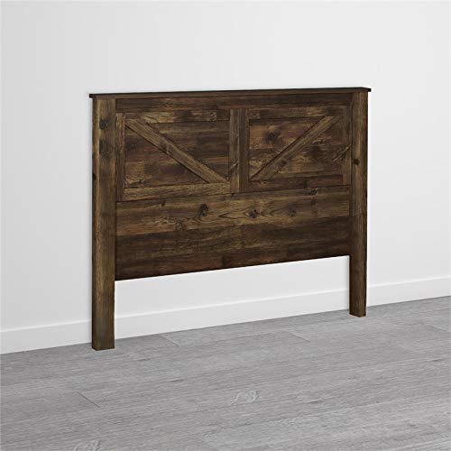 BOWERY HILL Farmhouse Paper/PB/MDF Wood Queen Headboard in Rustic Brown - WoodArtSupply