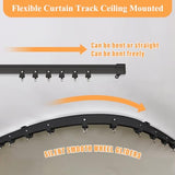 MaKefeile Room Divider Curtains with Flexible Ceiling Curtain Tracks Set,100% Blackout Floor to Ceiling Curtains Patio Sliding Door Curtains (Black Drape & Black Rail W 8.3 × H 7 FT) MaKefeile
