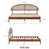 NTC Gem King Bed Frame in Dark Walnut with Silent Slats and Mid-Century Design NTC